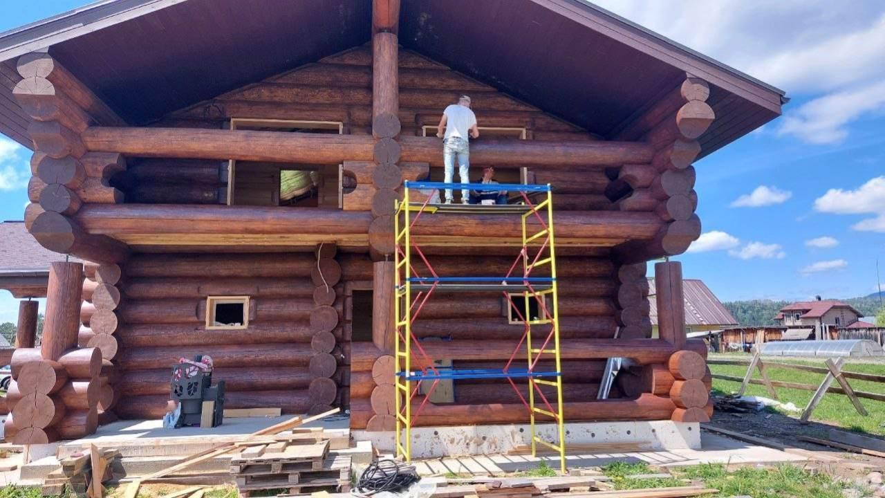 процесс работы шлифивки дома